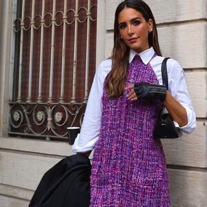 ZARA TEXTURED HALTER PINAFORE DRESS